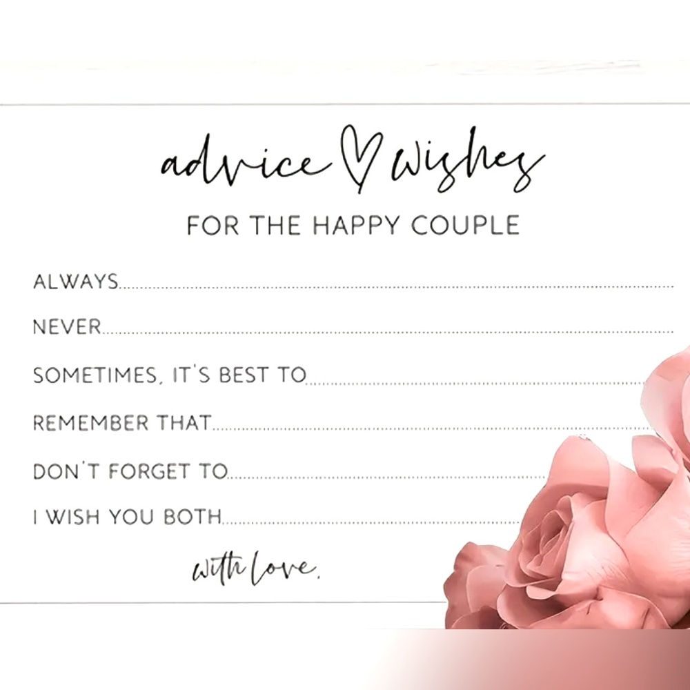 50pc Cards Advice Wishes  For Wedding Reception Decorations Or Bridal Shower